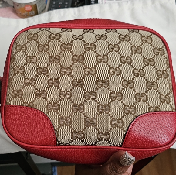 Vintage Authentic Gucci Crossbody Bag – Red Leather Trim - Picture 2 of 6